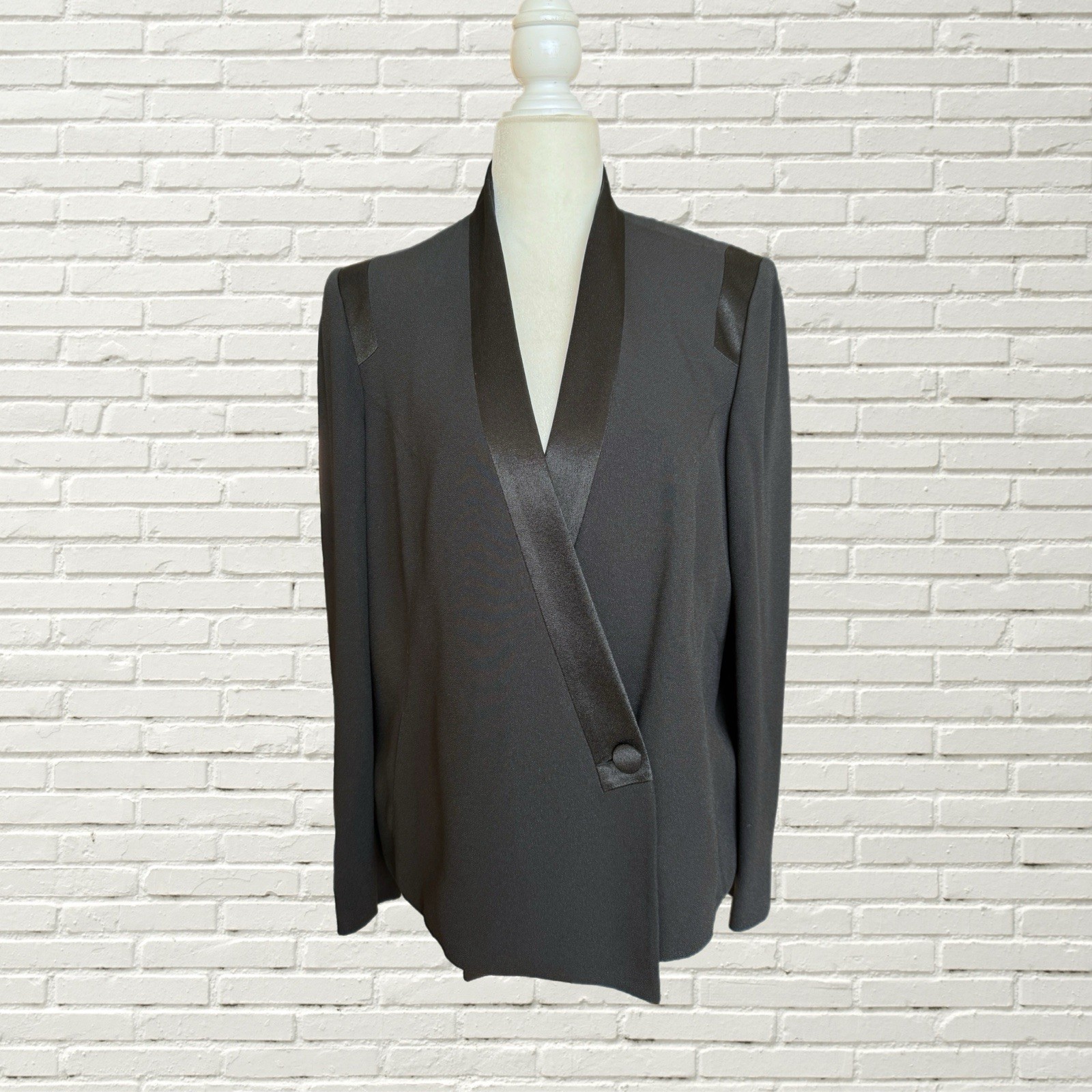 Vintage 90s Sonia Rykiel Blazer Jacket – Black Satin Tuxedo Size S