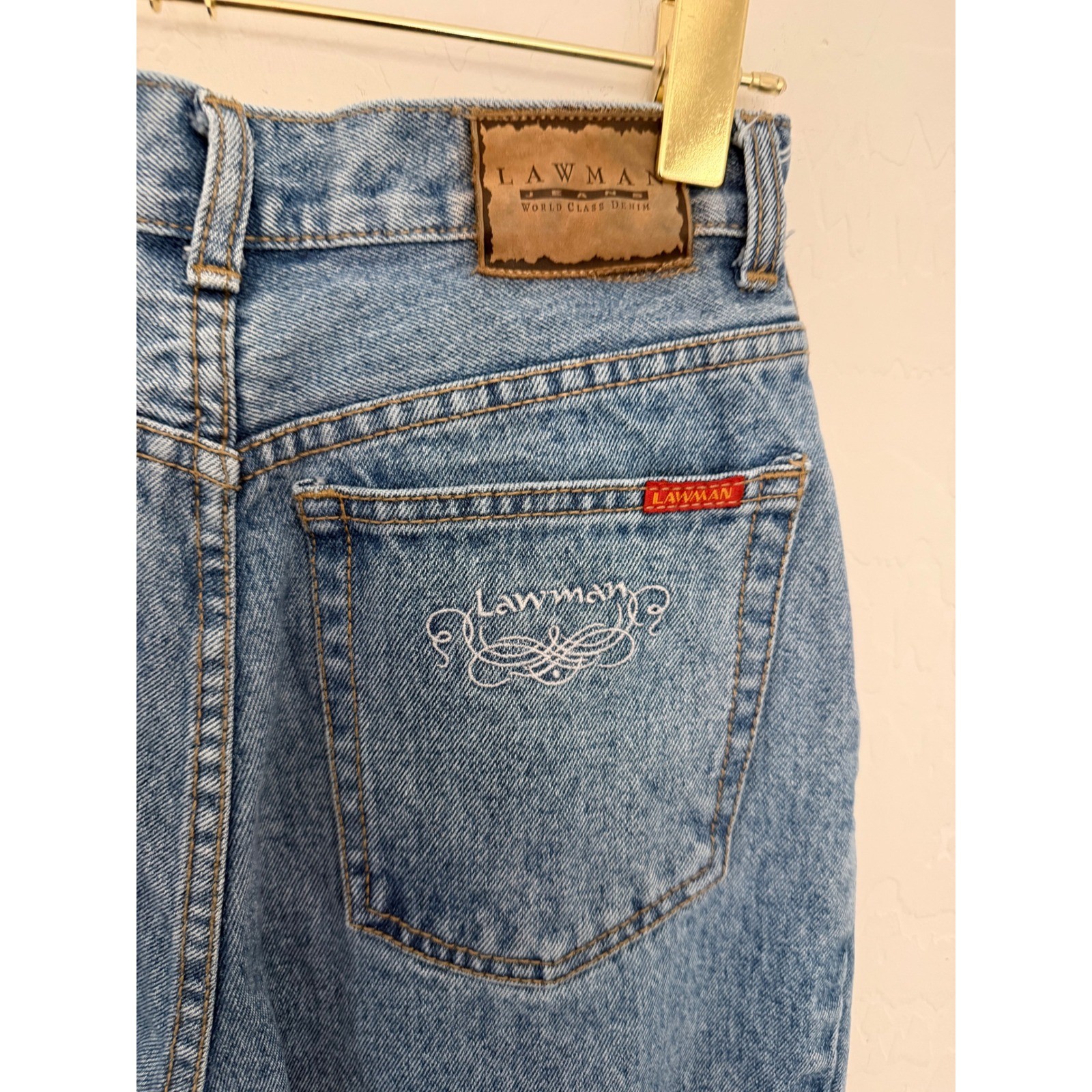Vintage Lawman World Class Denim High Waisted Tapered Leg Jeans Medium Wash 7 27