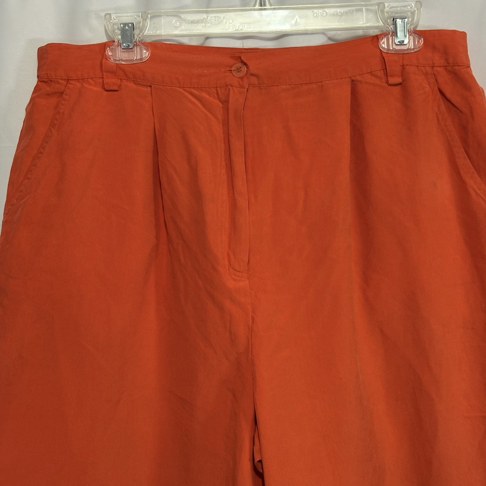 Vintage 100% Silk Orange High Waisted Pleated Trouser Pants Classic Colorful