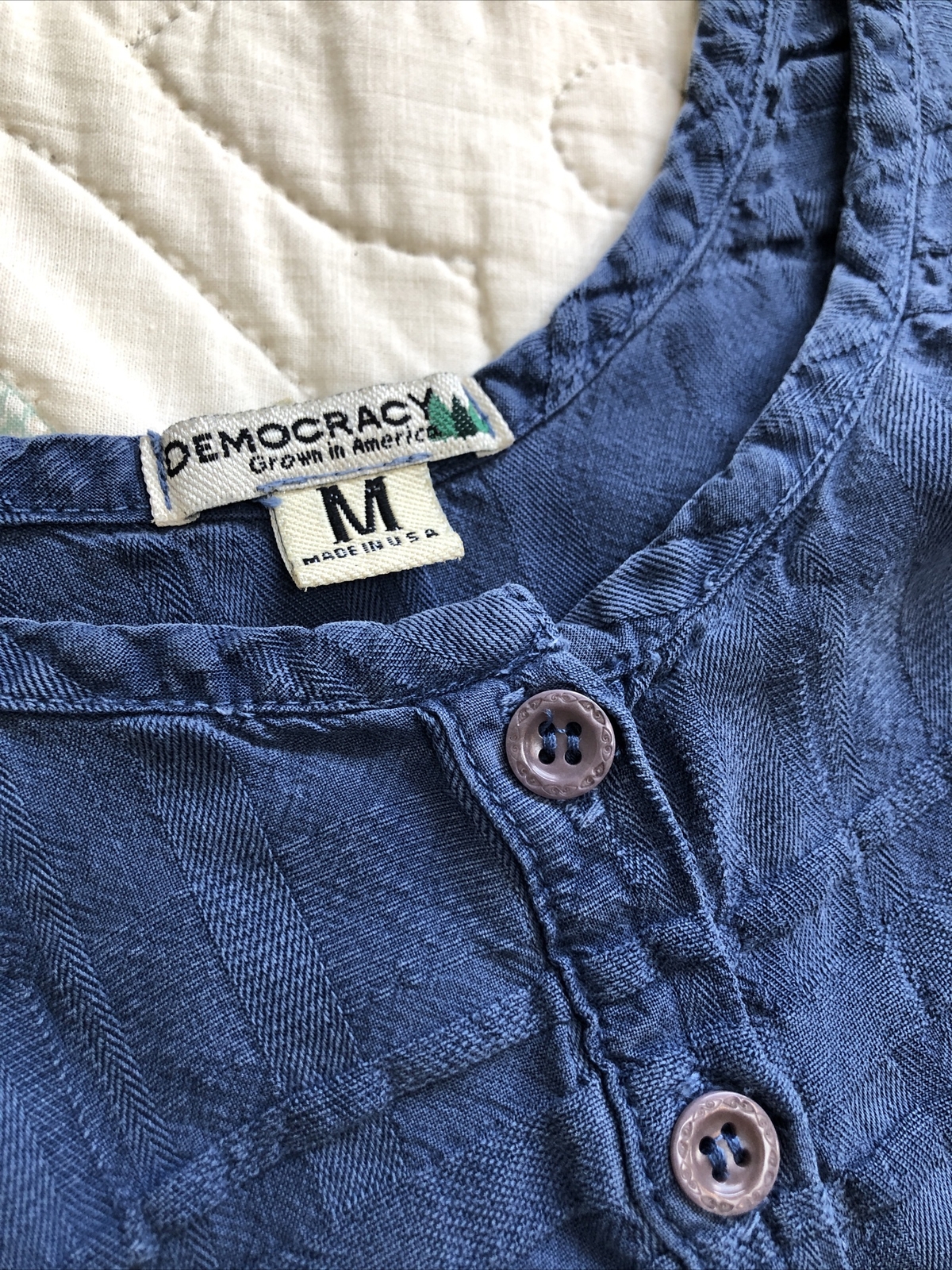 Vintage 90s Democracy Maxi Dress Grown In The USA M Minimalist Blue