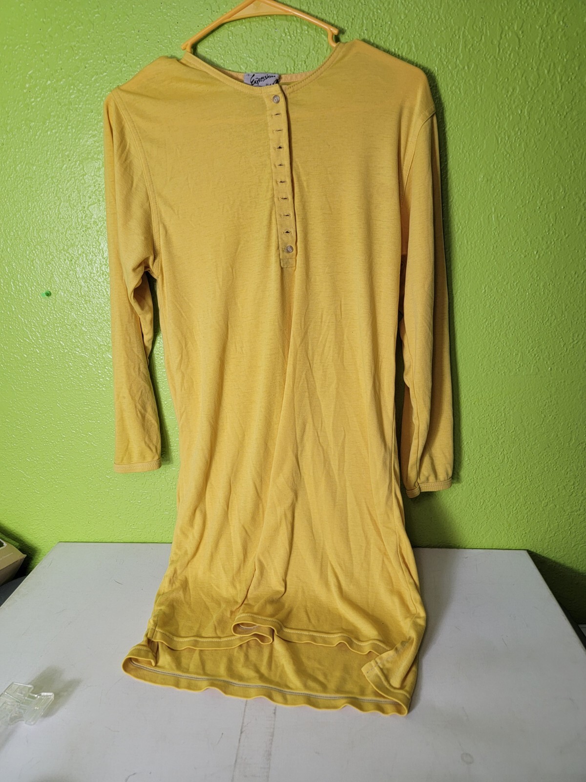 Vintage 1980s Sleepwear Dress Yellow Expression Brand Size Small