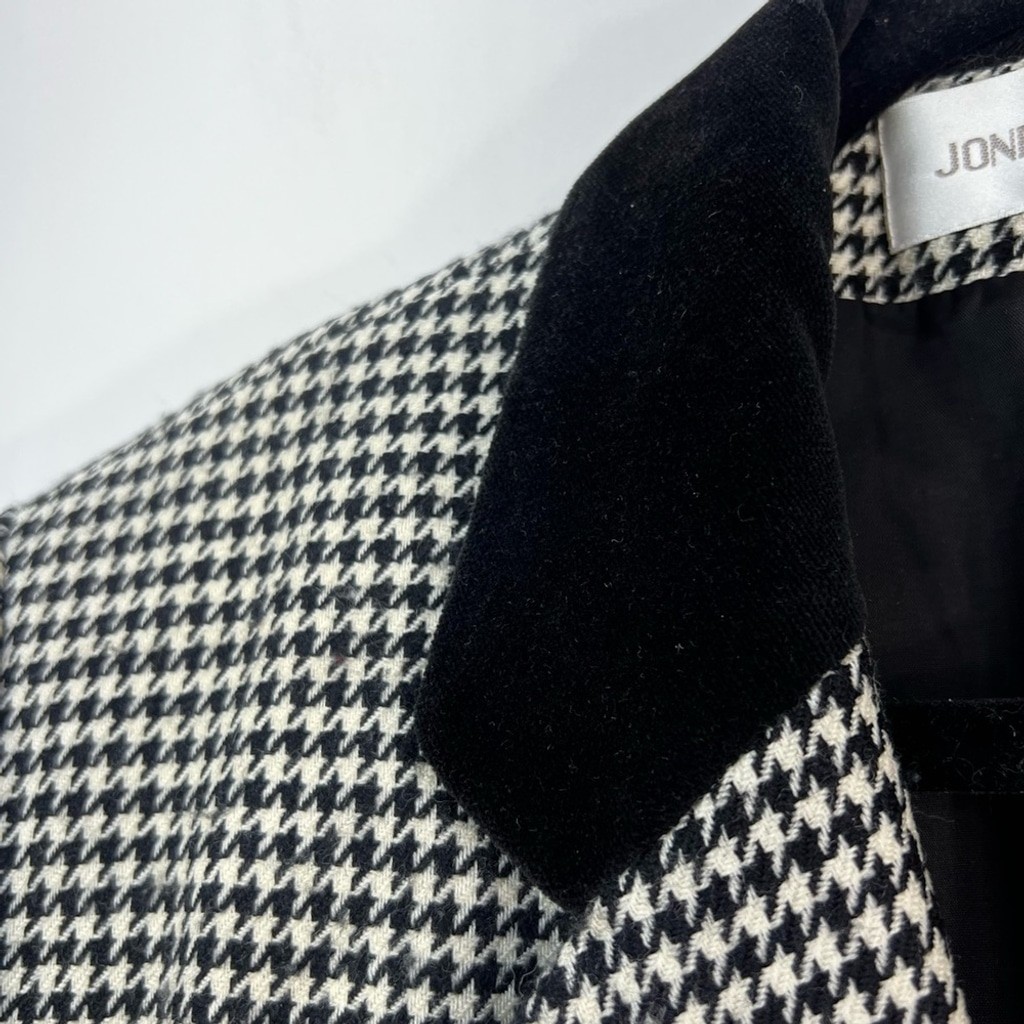 Vintage 80s 90s pure wool black white houndstooth old money oversized blazer 10