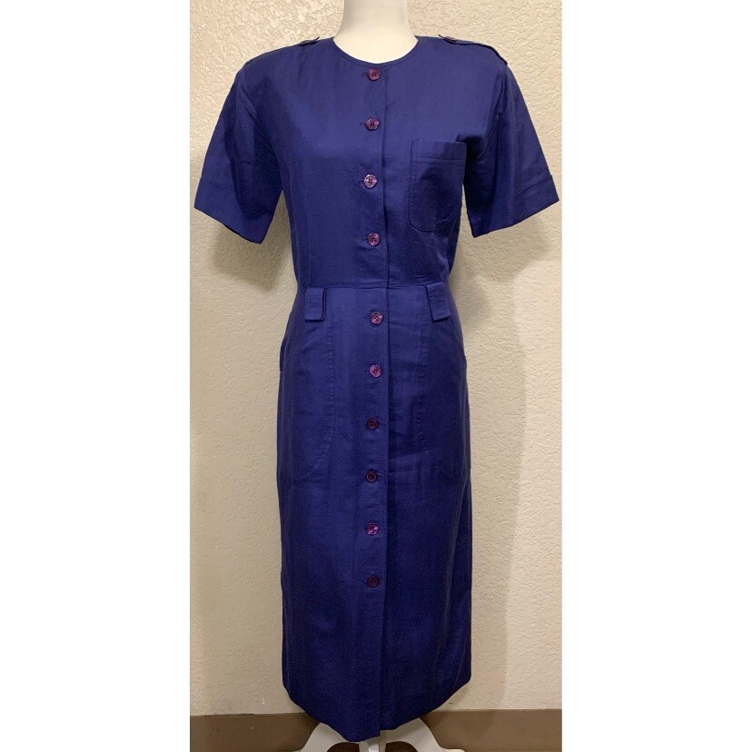 The Kollection LTD Vintage 70s Purple Retro Button Maxi Dress Women’s 28W