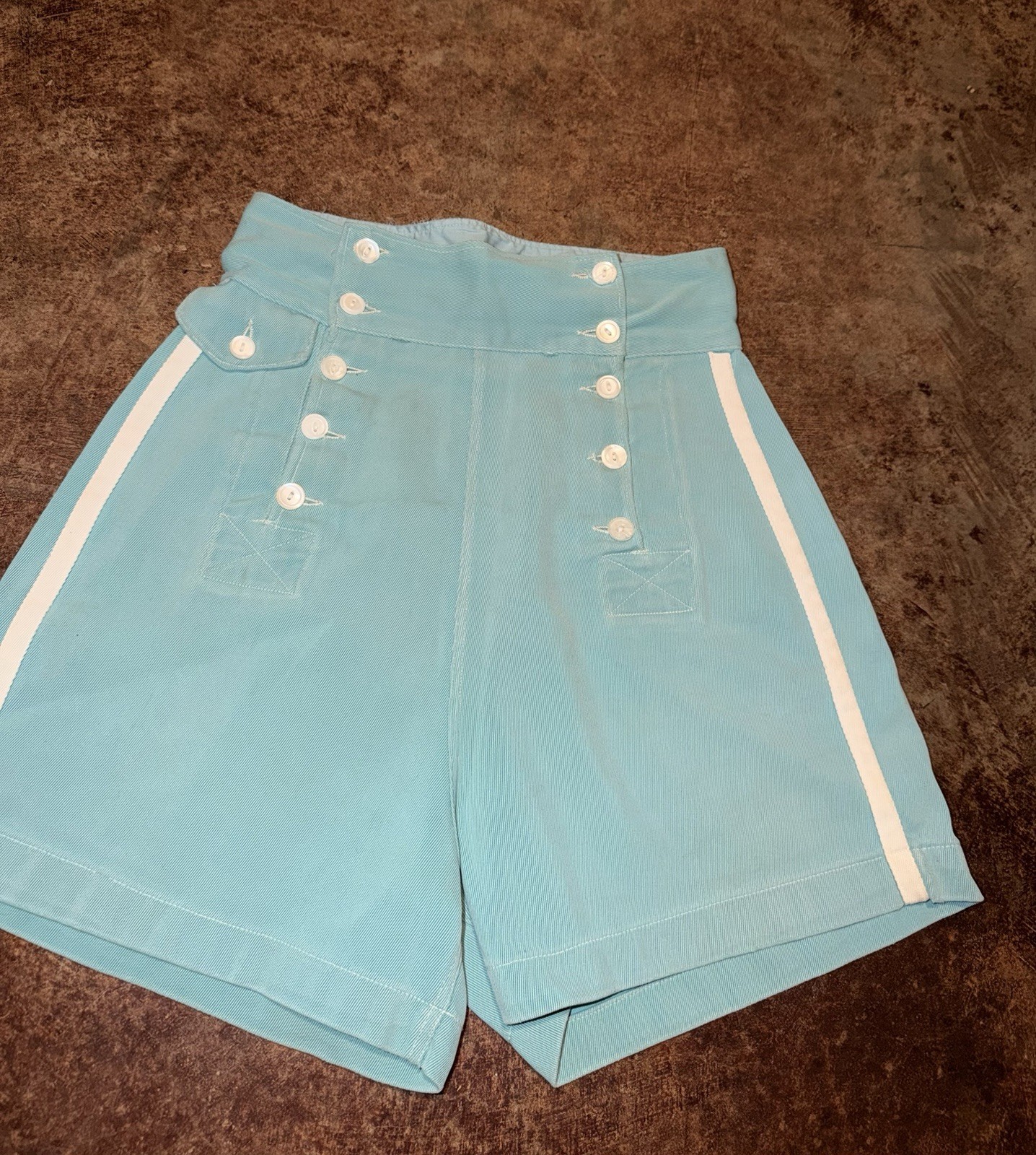 Vintage 40’s 50’s Whitman Gabardine Button Front/Flap Twill Sailor/Play Shorts