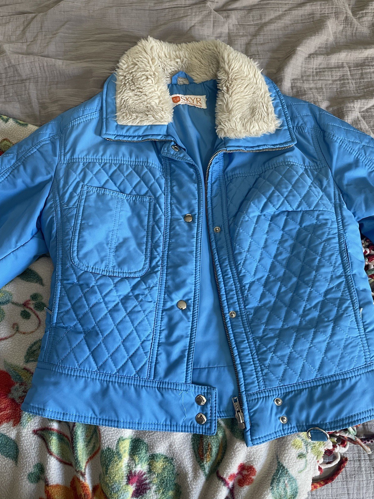 70s Or 80s Vintage Blue Ski Jacket Bomber Medium
