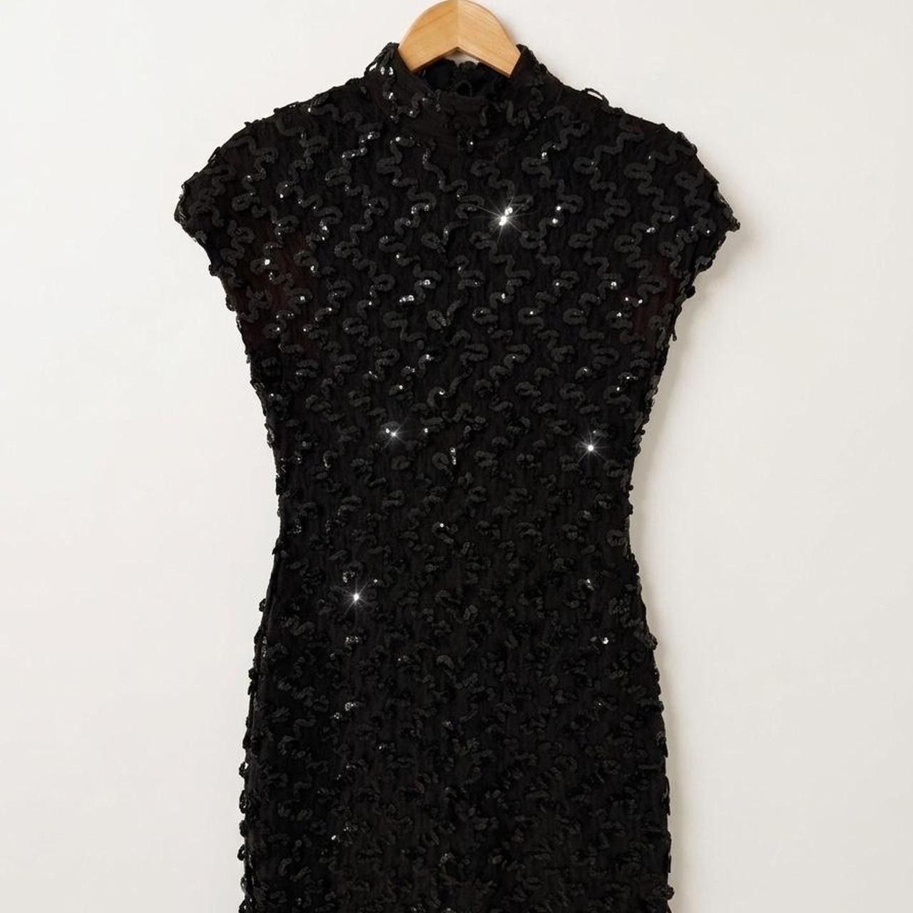 Vintage HW Collection Mock Neck Sequins Party Dress