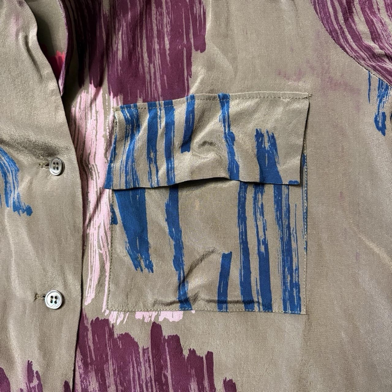 VTG Frances Henaghan Silk Indie Blouse Women’s M Abstract Art Shoulder Pads 80s