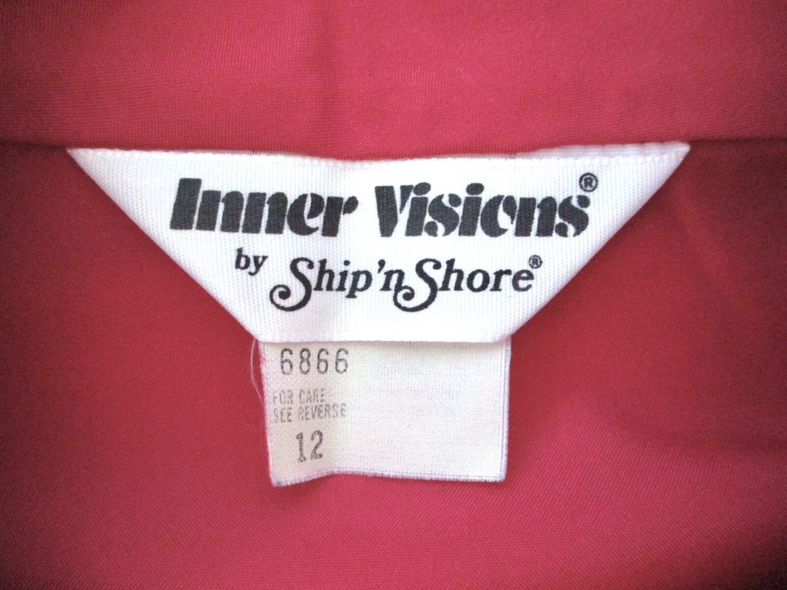 Vtg 70s Ship 'n Shore Matte Red Silky Poly Secretary Blouse Top Button Collar 12