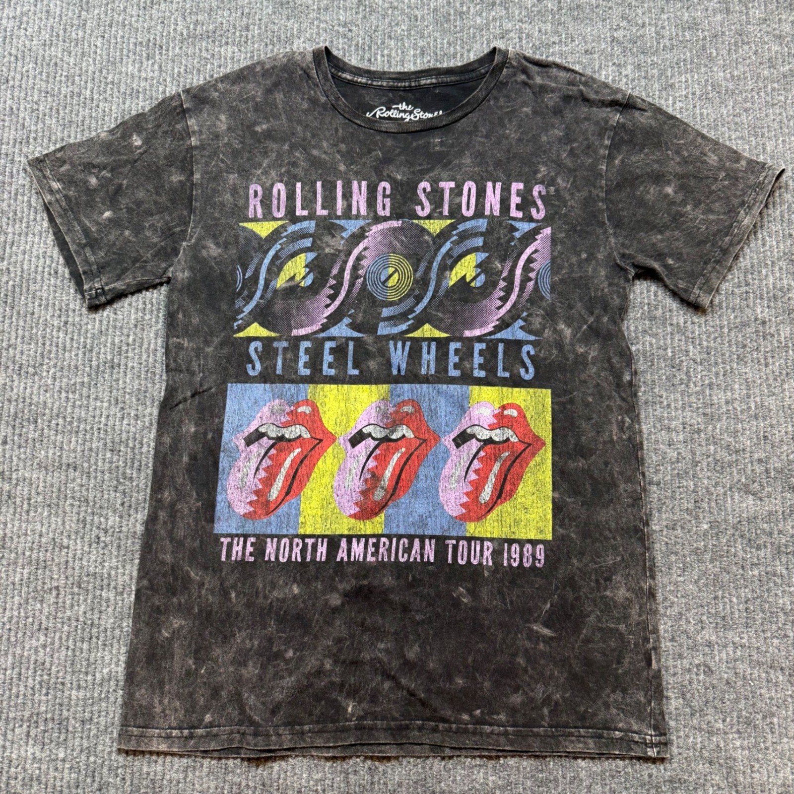 Rolling Stones Steel Wheels Tour 1989 Tee Womens Medium Black Vintage Graphic