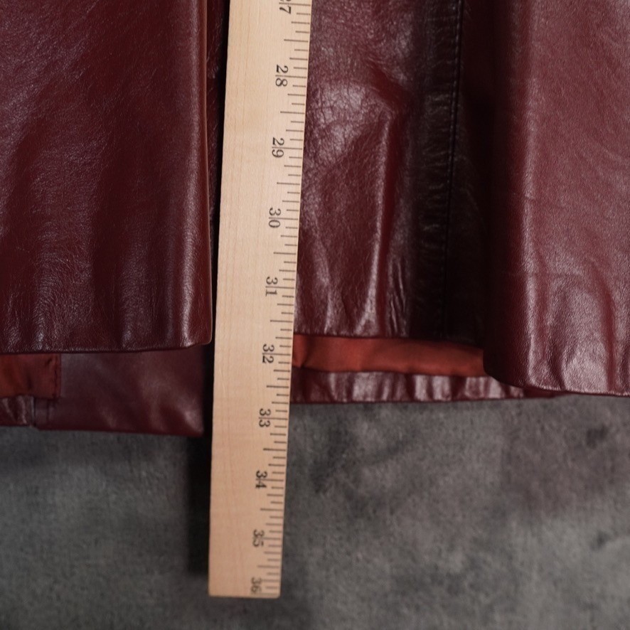 VTG Etienne Aigner Leather Trench Coat Womens 10 Burgundy Maroon Double Breasted