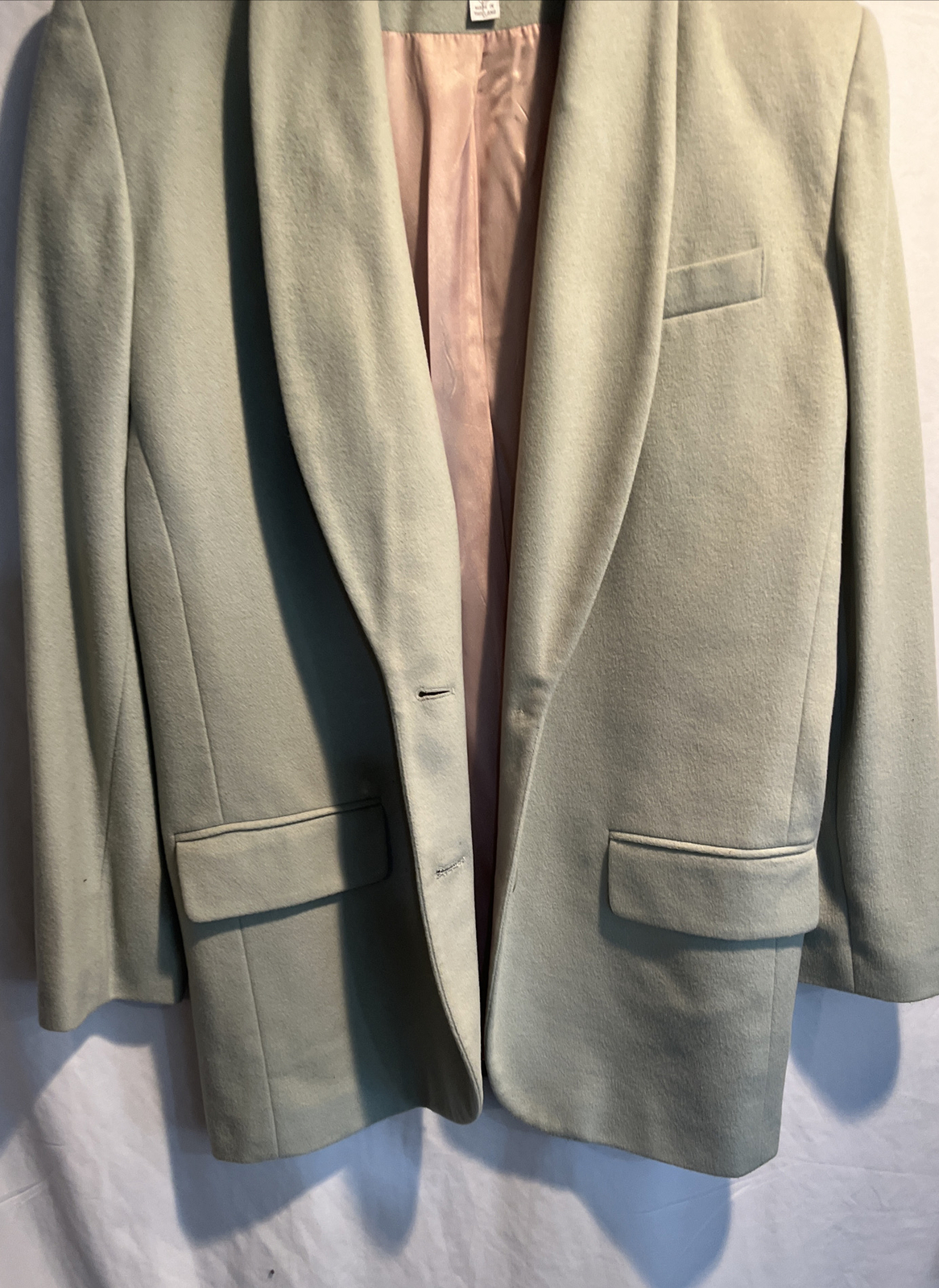 VINTAGE Lord & Taylor Womens WOOL RECYCLED Cashmere Mint GREEN Blazer Coat Sz10