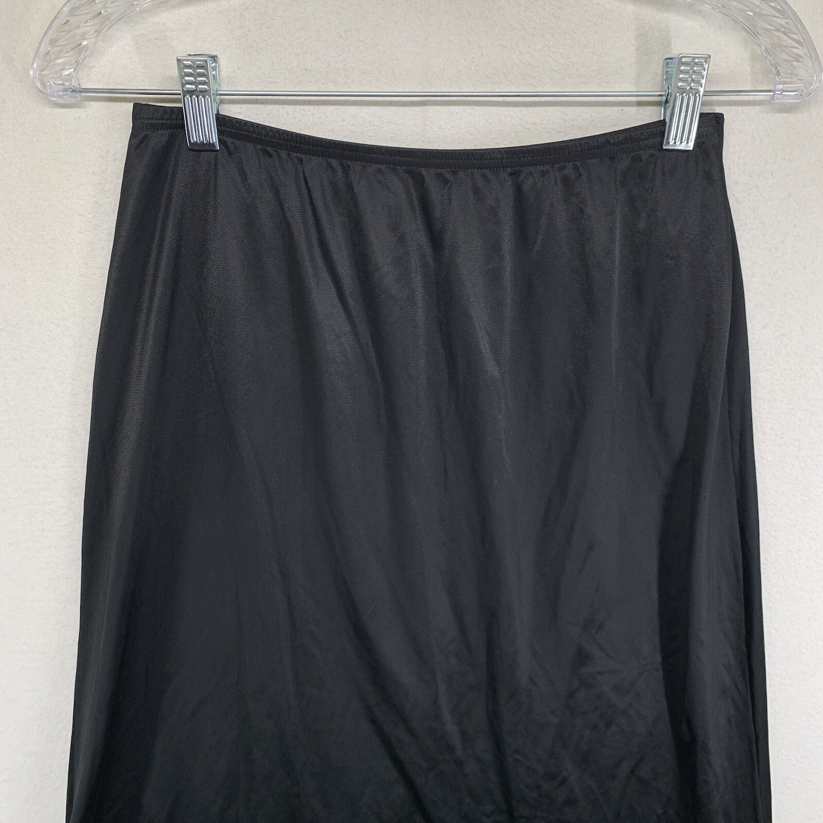 Vintage Woman’s Black Nylon Slip Size Medium Kayser Made In USA 26×28 Trim Deco