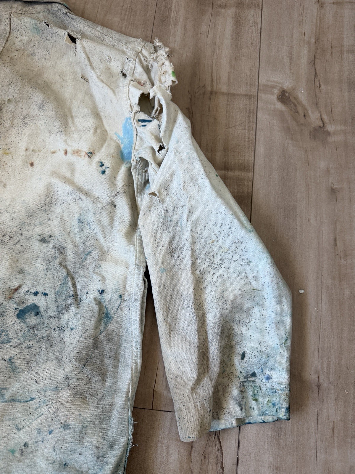 Vintage 60s Artist Painter Craftsman Canvas Smock Jacket Coat – Size 40 Thrashed