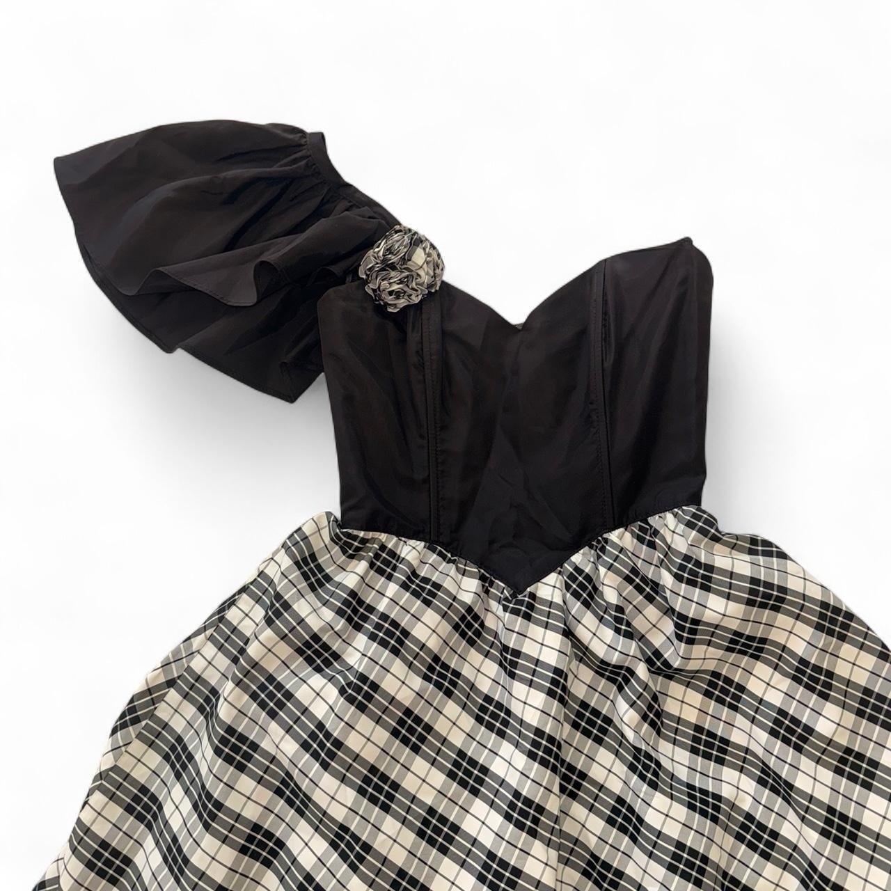 Vintage 1980’s Gunne Sax by Jessica McClintock Black & White Plaid Dress – Sz 3
