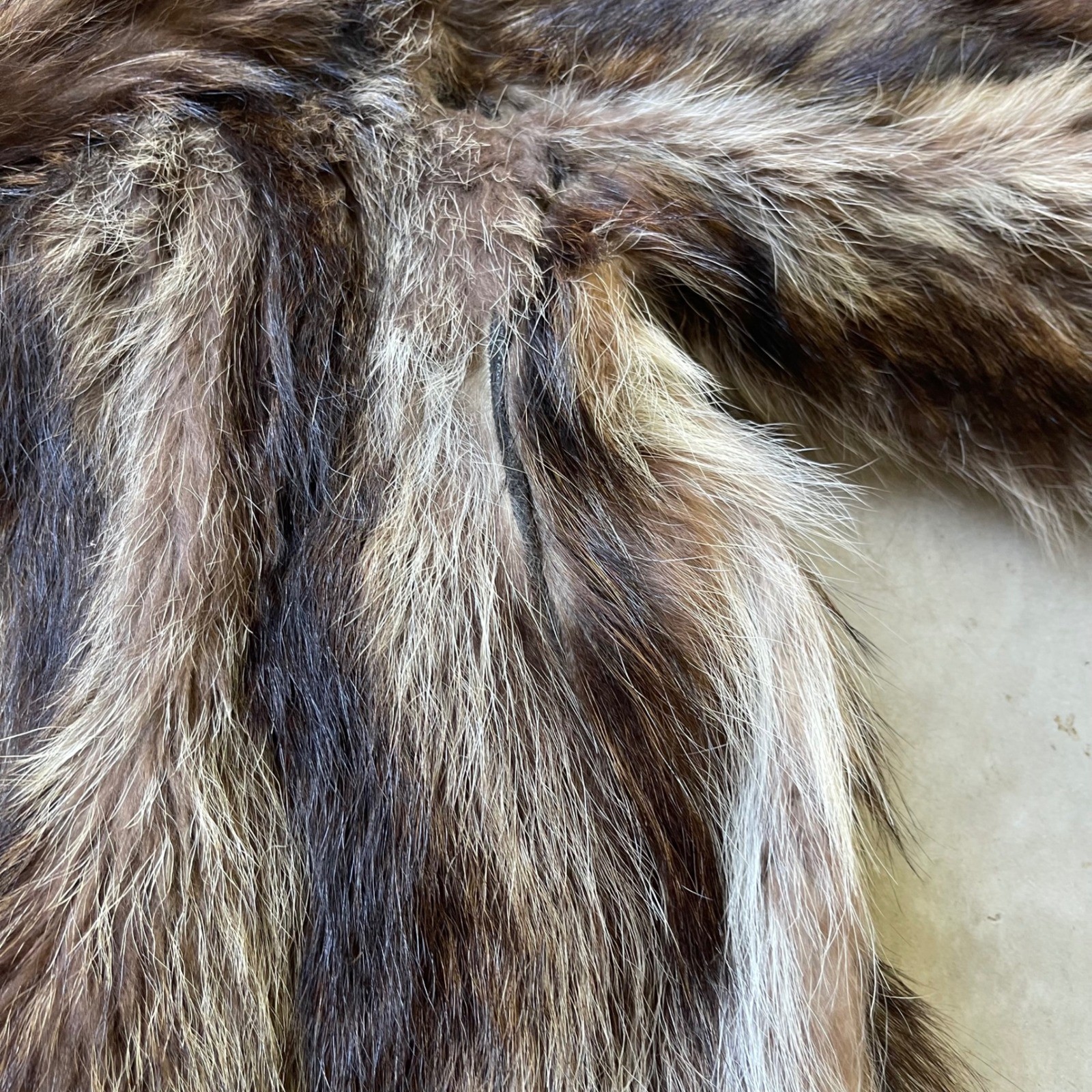 Nicholas Furs New Haven Vintage Raccoon Fur Coat Brown Grey Shawl Collar Lined