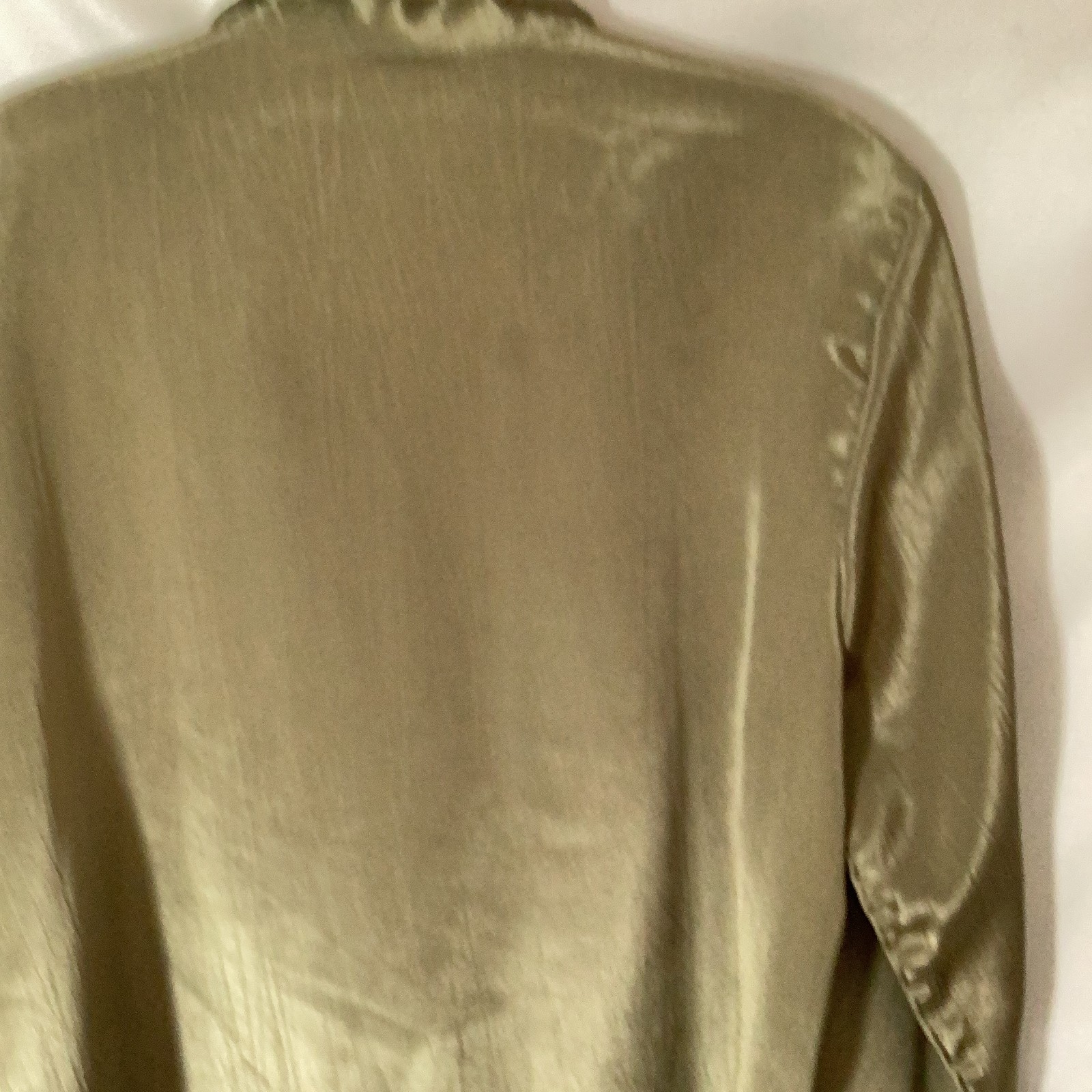 Vintage Joanna Soft Olive Gold Blouse 80s 90s Deep V Notch Lapel Top