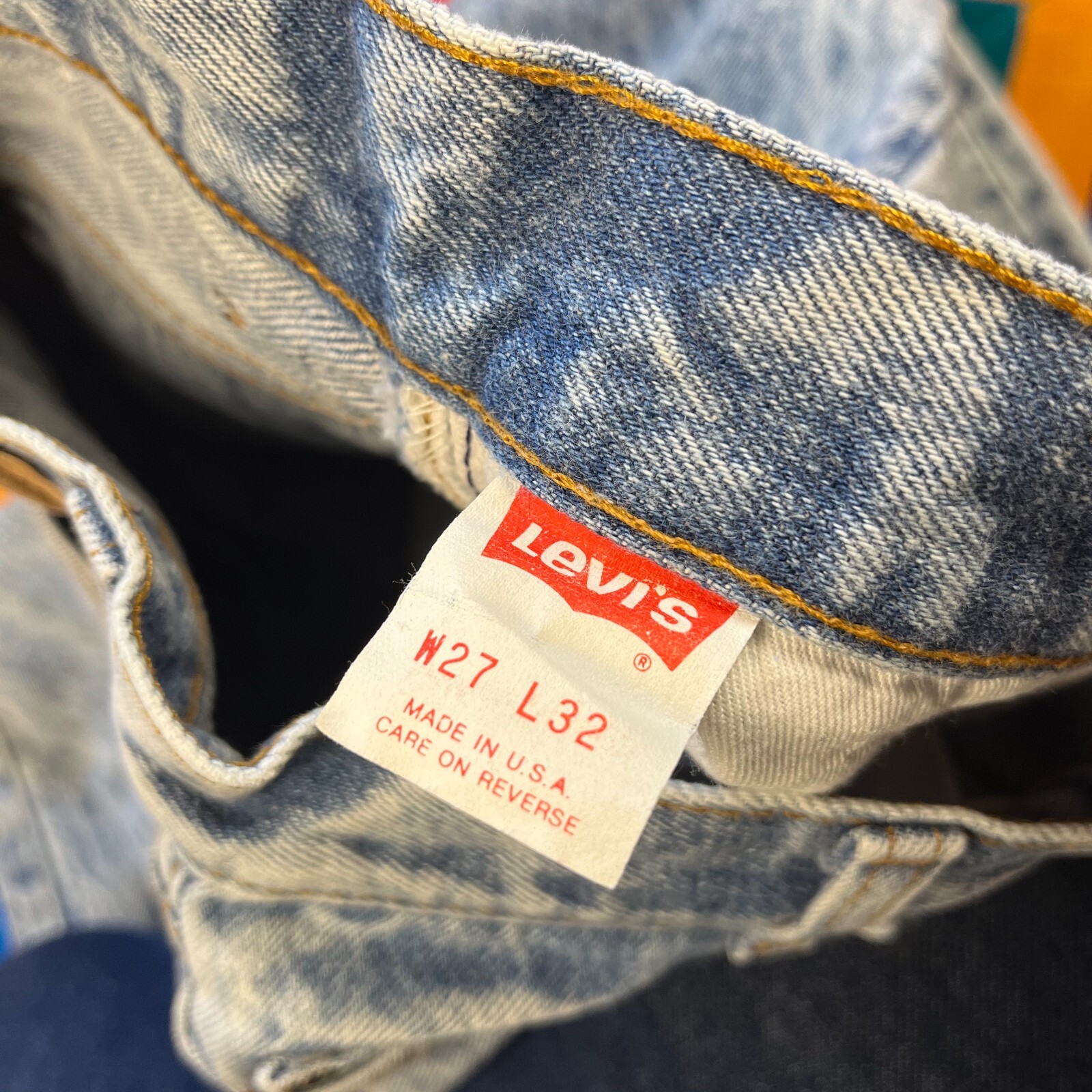 Lot 2 Vintage Levis Jeans Acid Washed Blue Student Fit 701 Dark Blue 505 90s 27