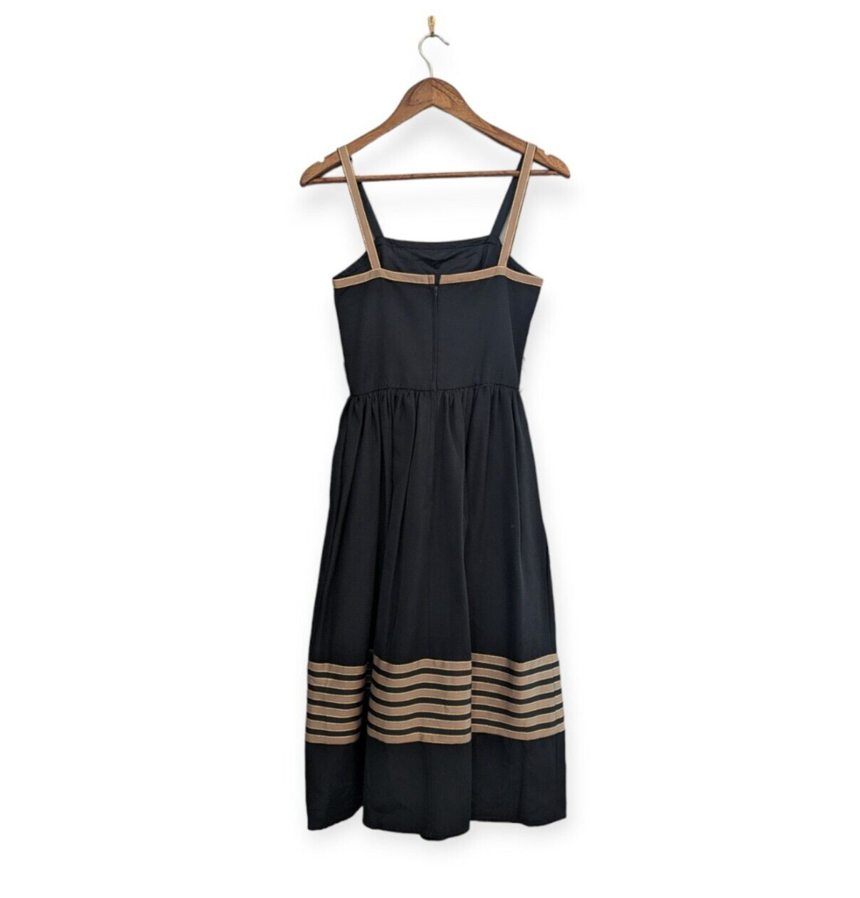 Vtg 70s Oggee By Rizkallah Black Faille Gold Tea Dress ASO Sarah Jessica Parker