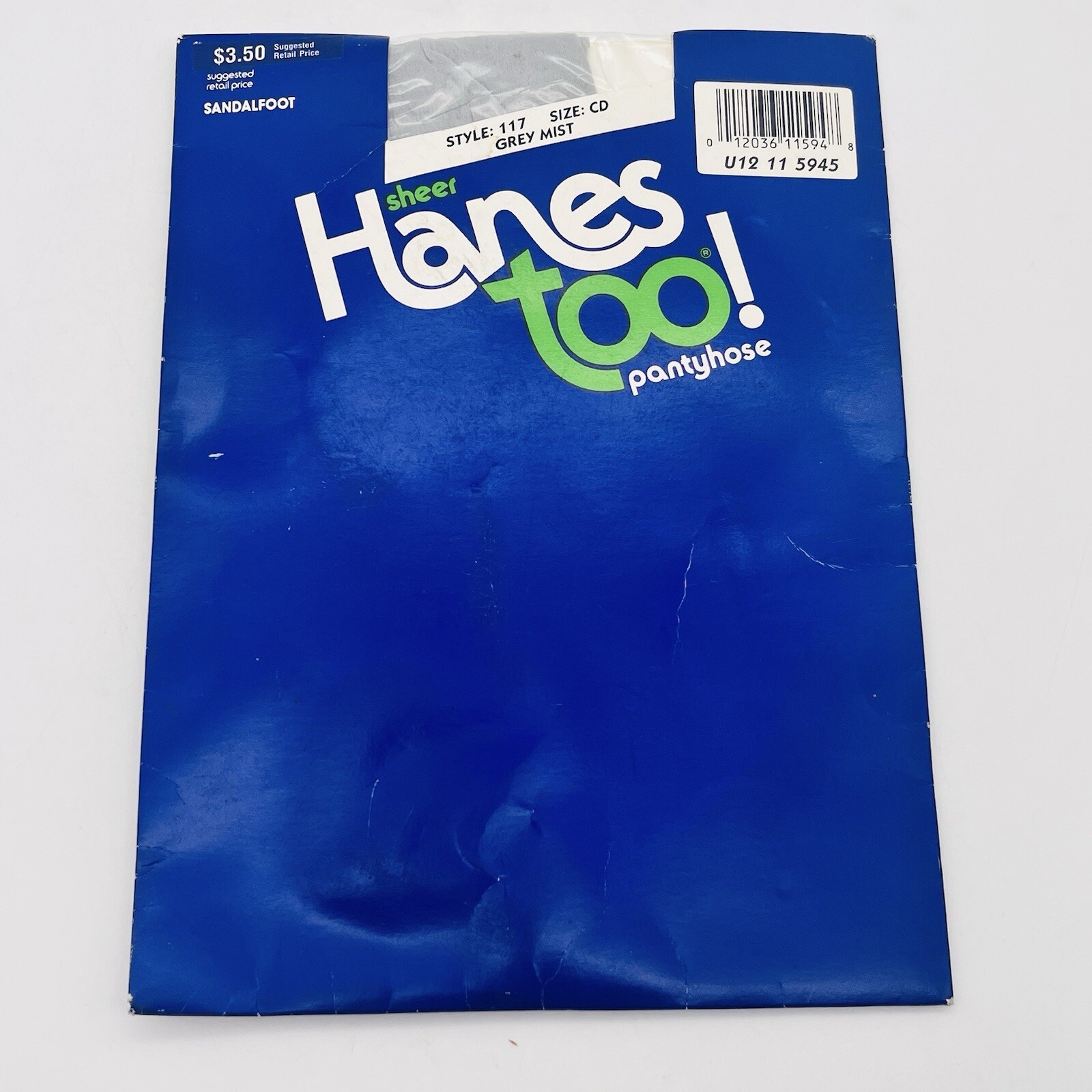 Vtg 1990 HANES TOO Pantyhose Grey Mist Size CD Style 117 Sandal Foot Sheer NOS