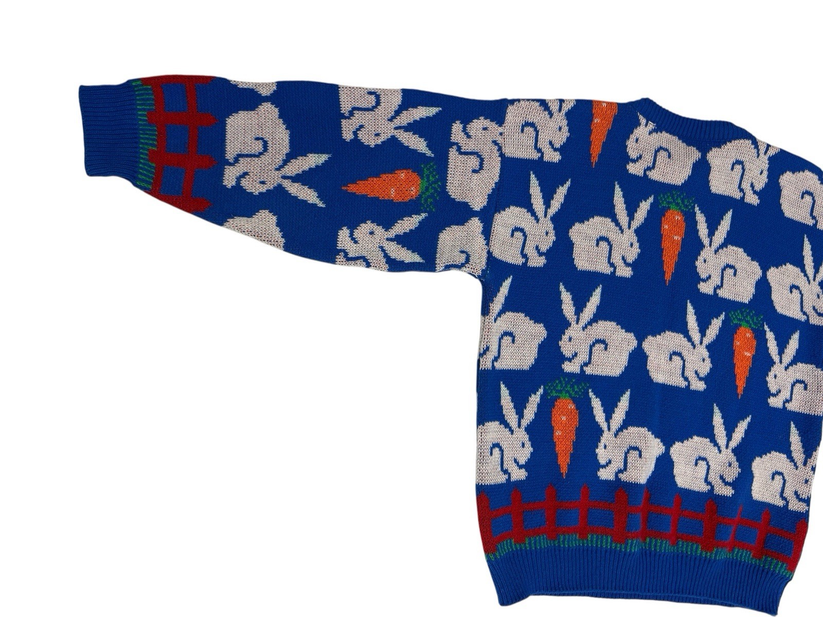 Jane Adams Bunny Carrot Knit Sweater Size M or L Acrylic Pullover Easter READ