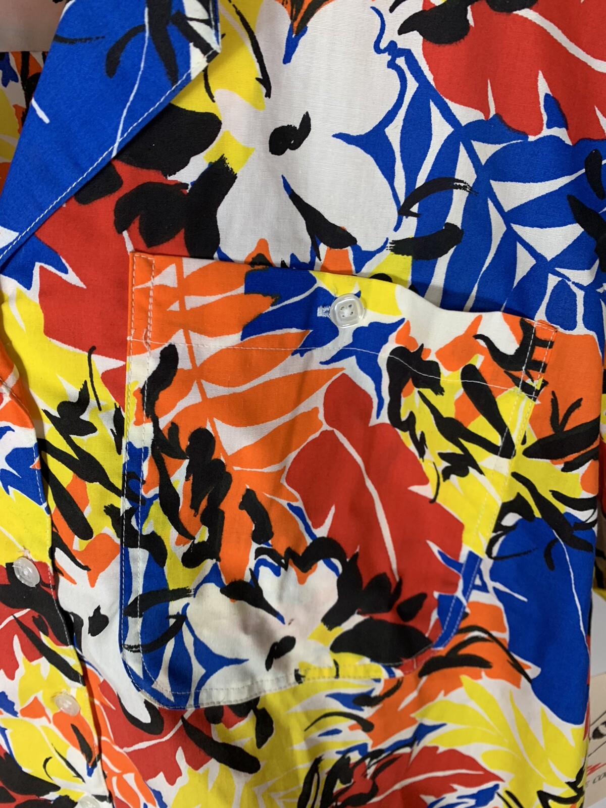 New Sport Carriage Court Women’s Hawaiian Button Up 80’s Size M Floral Bright