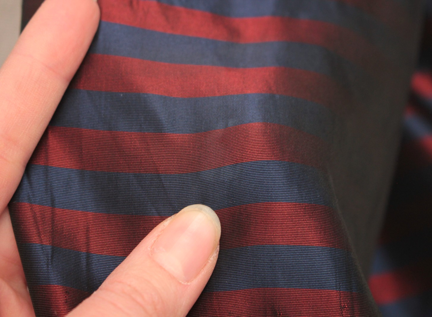 VTG Women’s 40s 50s Maroon & Navy Striped Taffeta Cocktail / Formal Dress XXS/XS