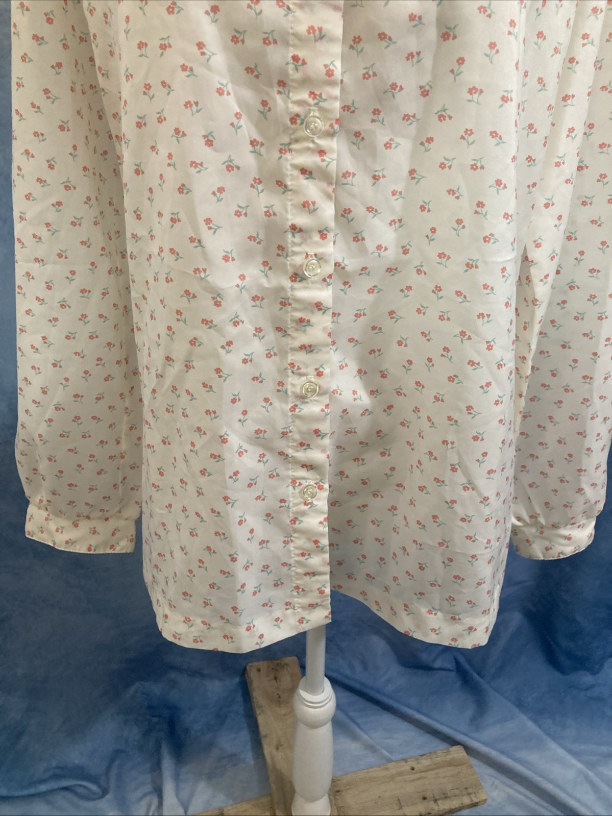 Vintage 1970s Catalina Floral Blouse Size 14 Long Sleeve Button Down Cottagecore