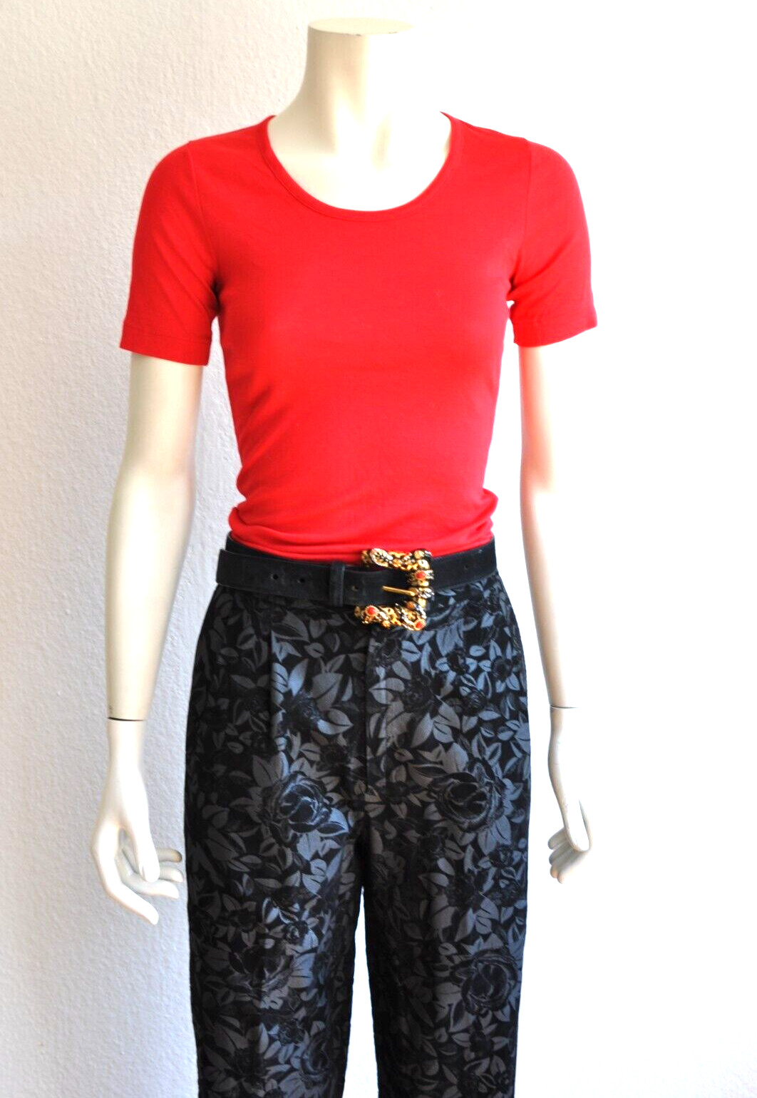 Roberto Cavalli Leather Jeans Pants Pleated Floral Vintage 80s 90s S 34/36