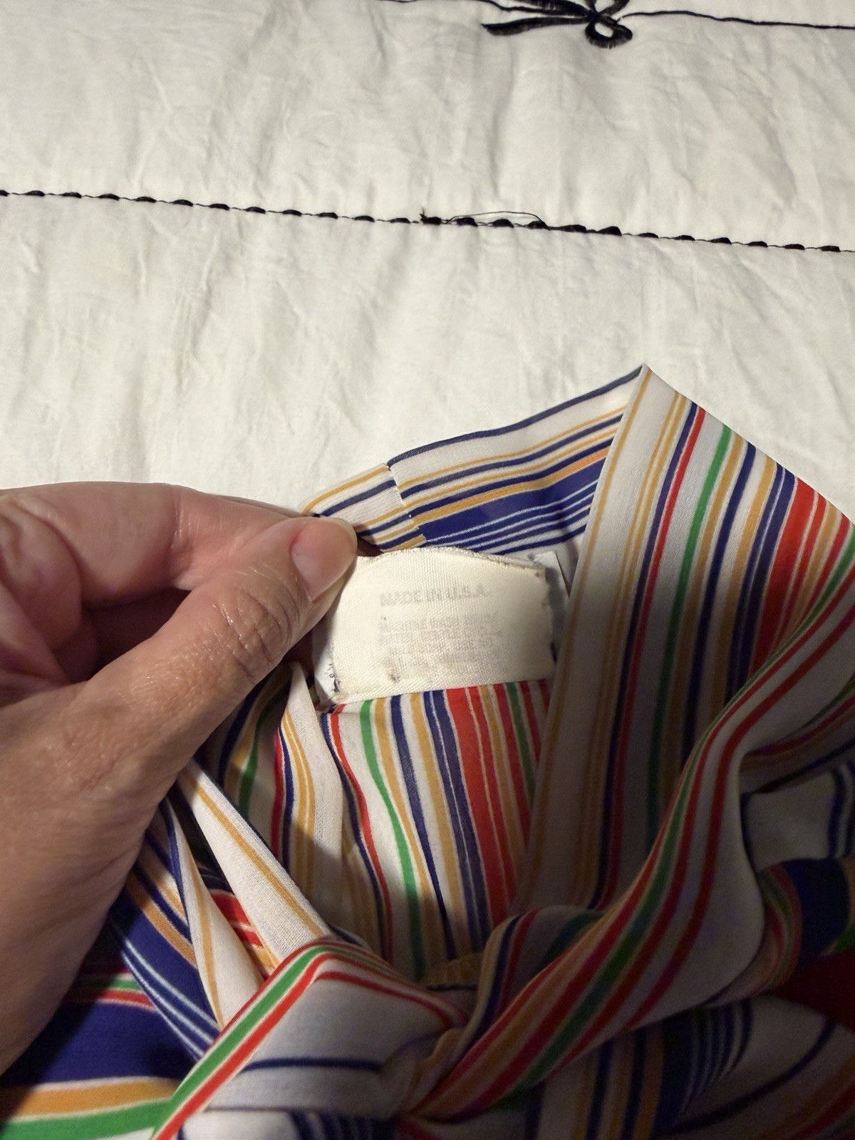 Lady Winn by Teddi 1970s Striped 100% Polyester Shirt Size 14 Multi-Color