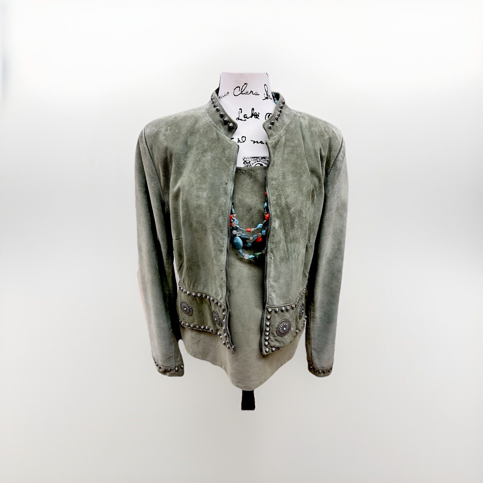 🔥Beautiful Vintage Western Leather “Double D Ranch” Jacket And Under Shirt