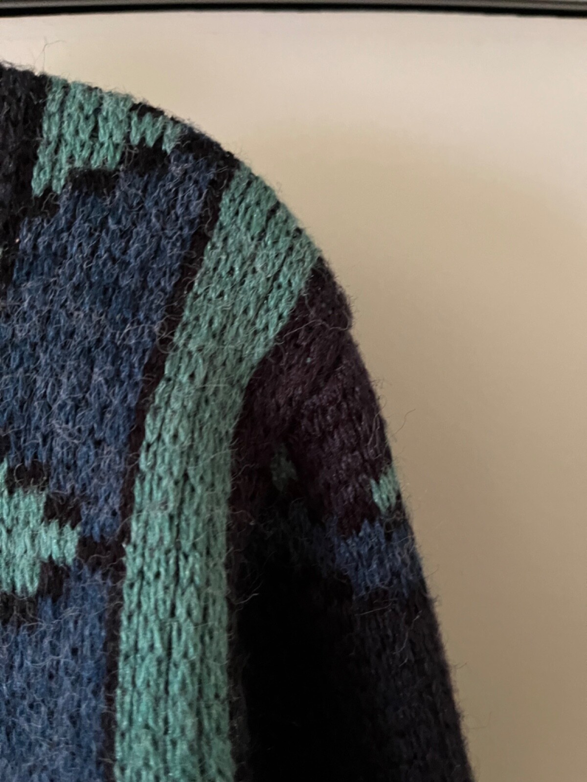 Camela Vintage Cardigan Wool Acylic Blend 80s teal and blues Rage Gorgeous Rare
