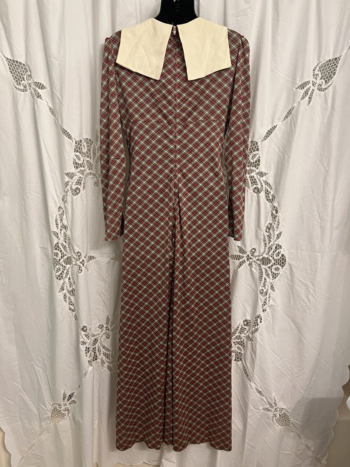 VTG 70s Corky & Craig Tartan Plaid Maxi Dress Westwood Vibes! Filigree Key Hole