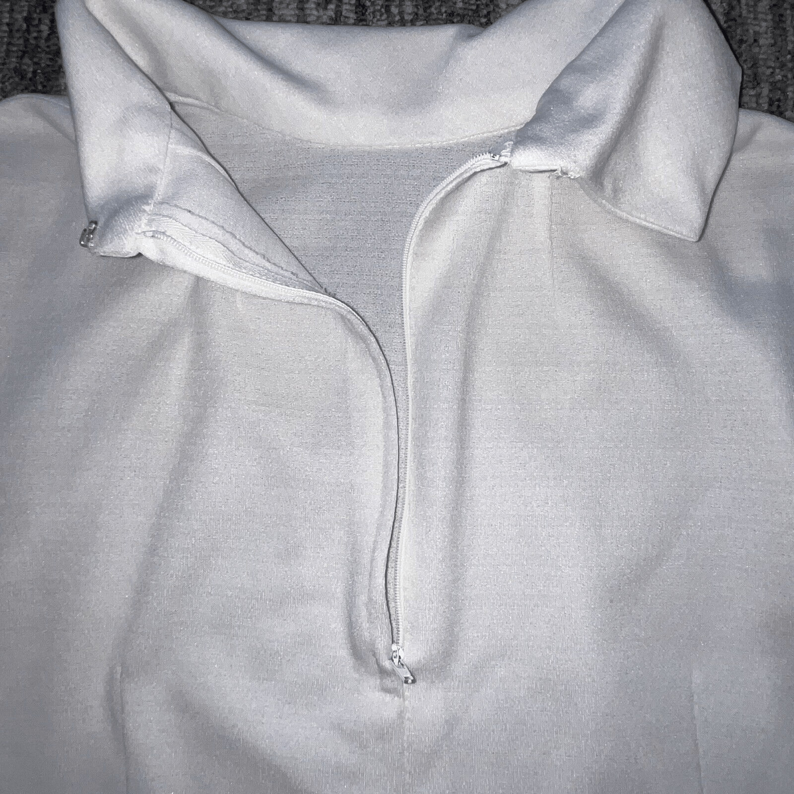 VTG Women’s Size 14 White Shirt Mod 1960s Office Crepe Long Cuffs Costume Flaws
