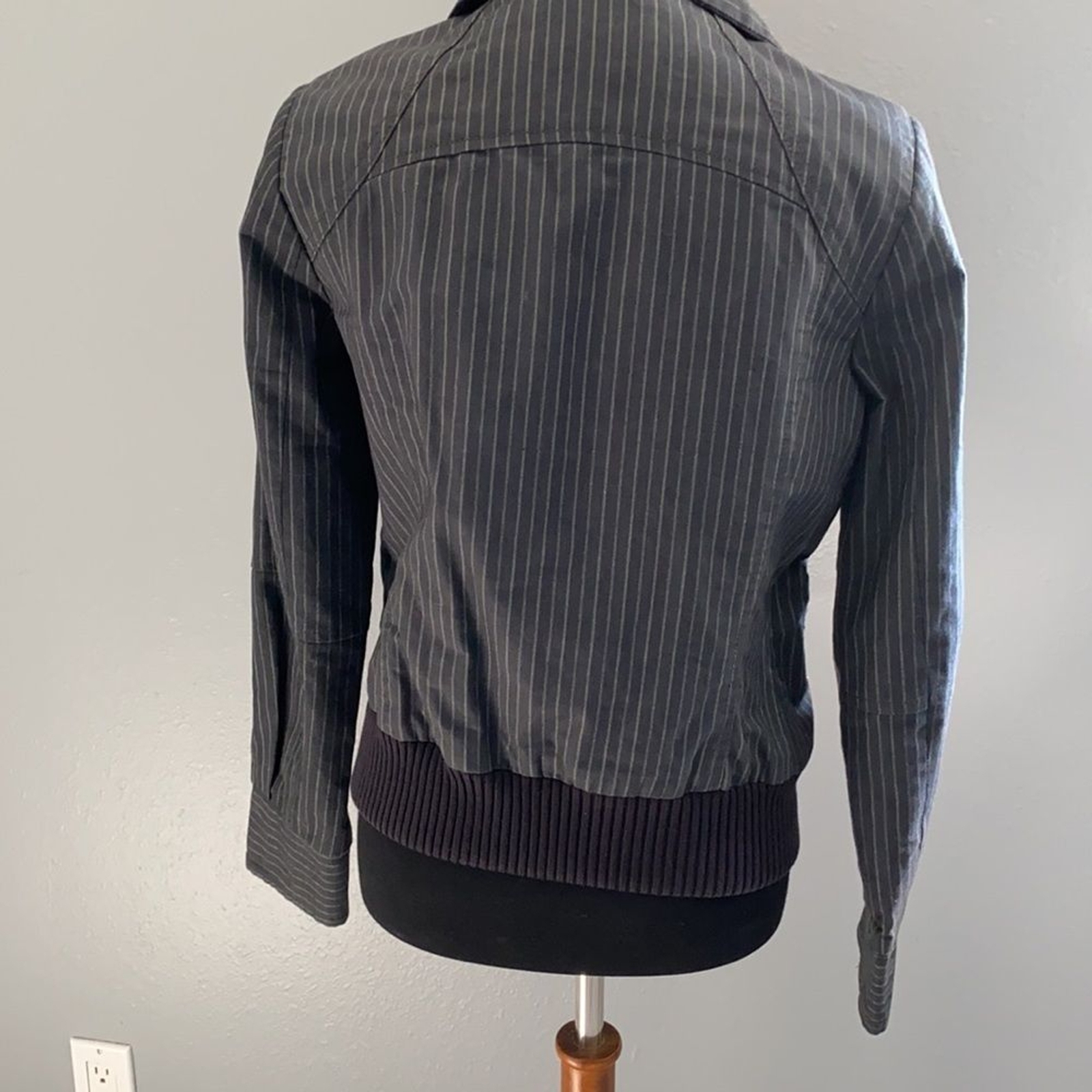Black & grey zip up bomber jacket size Large