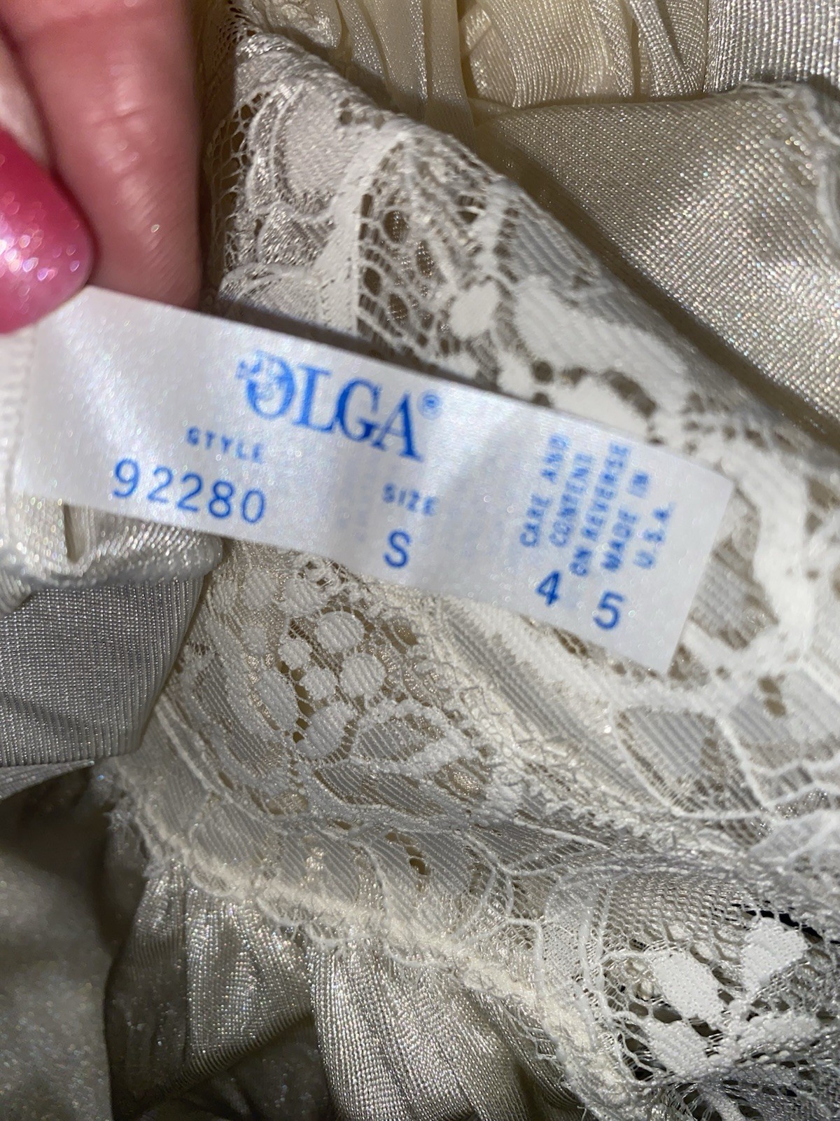 VTG NWT S OLGA Bridal IVORY Classic FULL Swp Nylon Nightgown Negligee Gown 92280