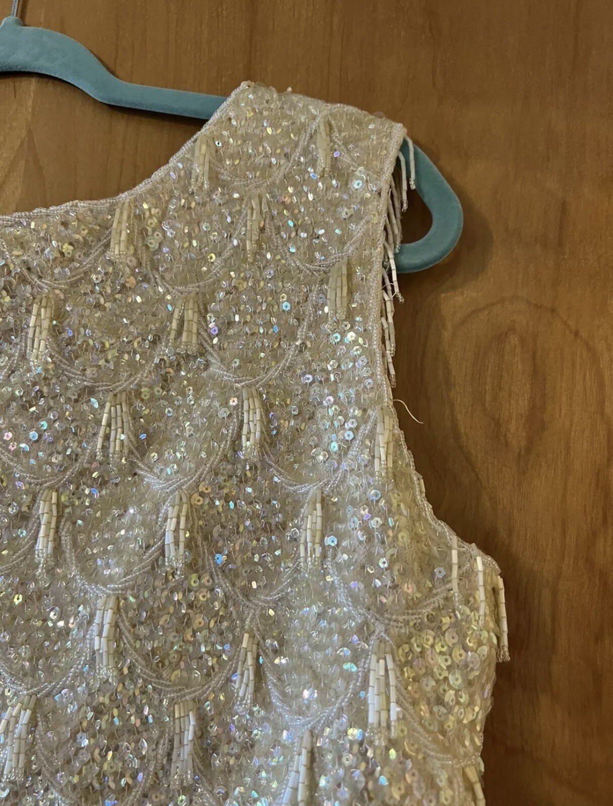 Kenzar Hong Kong Sleeveless Top Flapper Sequins Vintage Beaded Tassels Party 36