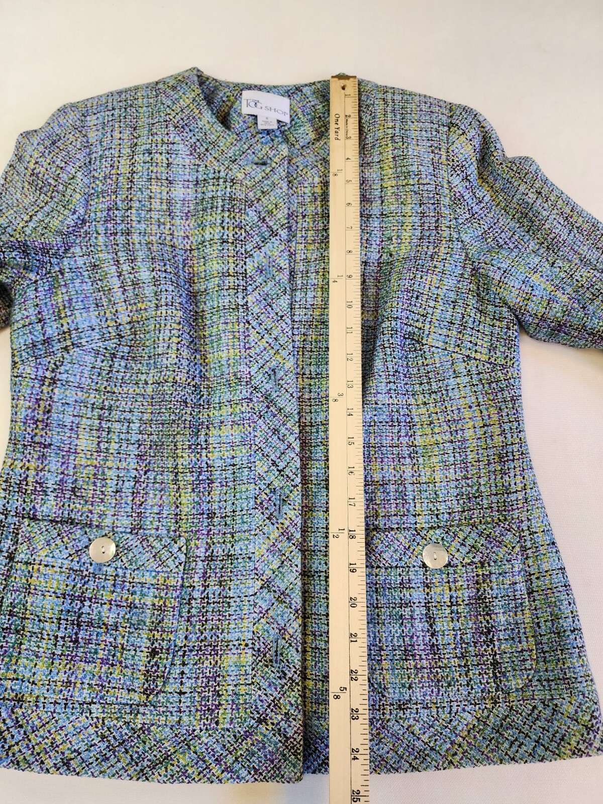 The TOG Shop Women 6 Tweed Multicolor Knit Pockets Mock Collar Office NWOT