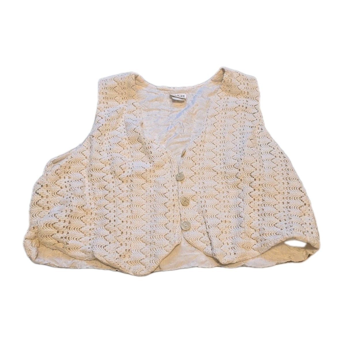 Clio II Crochet Vest Size Large Costal Knit Granny Cottage Core 90s Vintage
