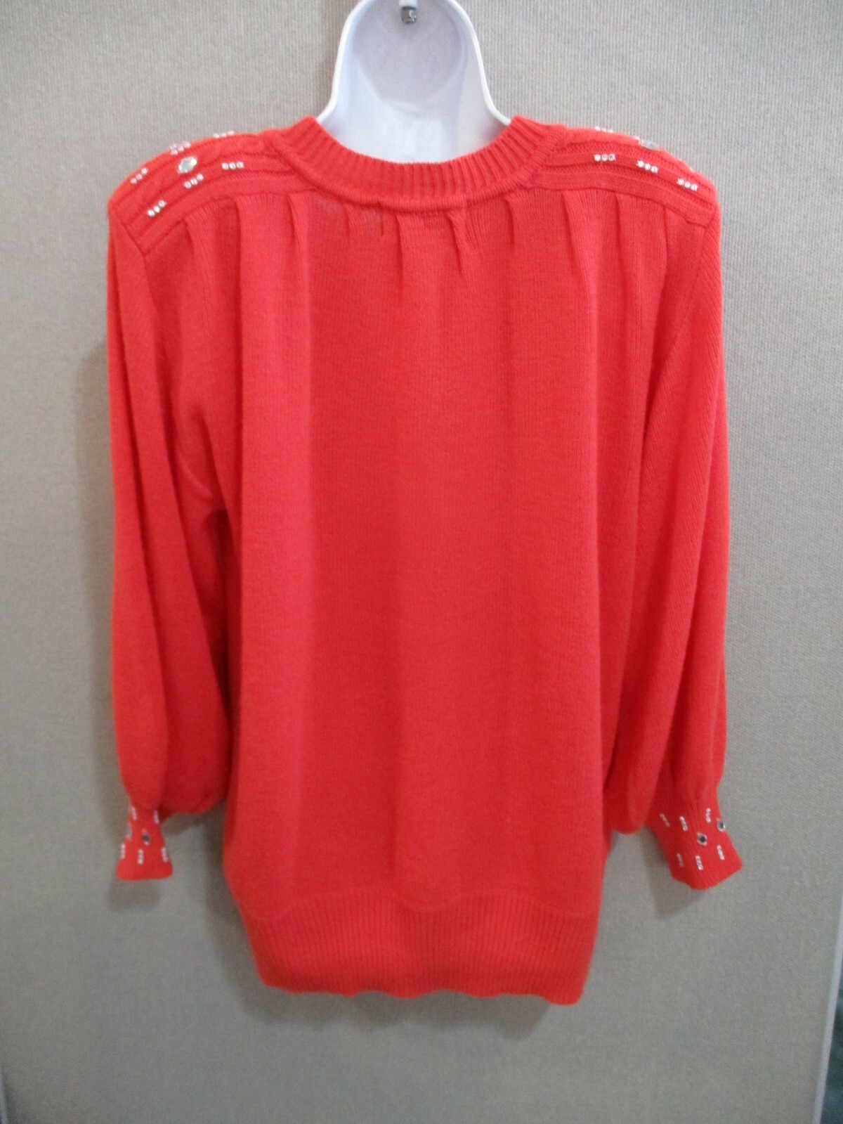 VTG 90’s Maurada Sweater Plus Size 1X Beaded Acrylic Tunic Paded Shoulders