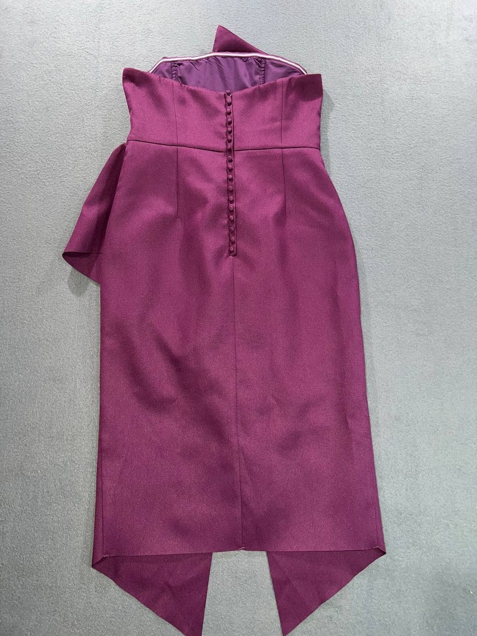 Elliatt Reception Cascade Ruffle Strapless plum prom wedding Dress sz L A008654