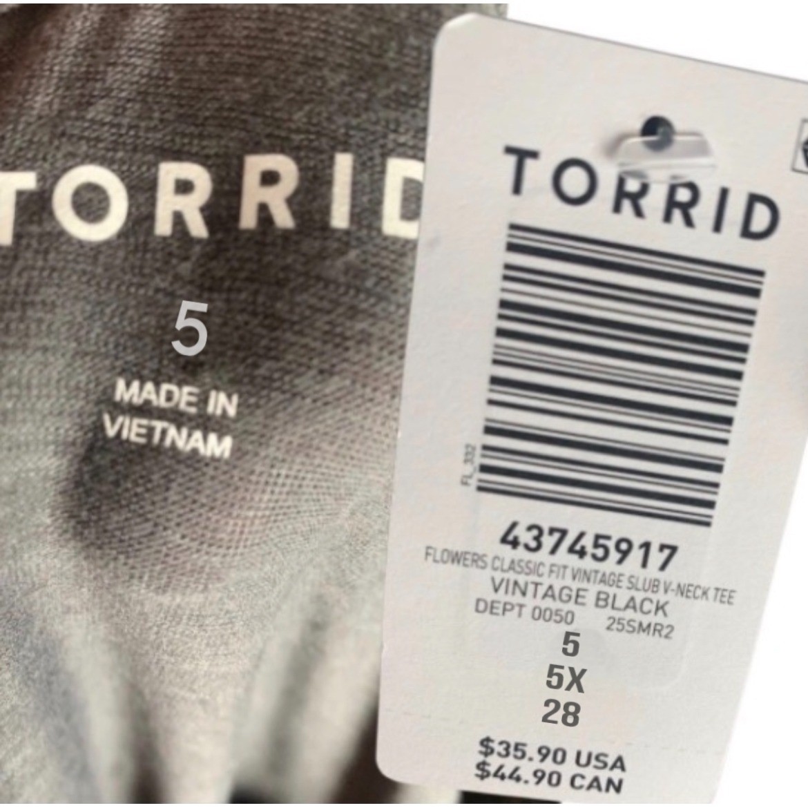 TORRID Flowers Classic Vintage Slub V-Neck Tee NWT Size 5X