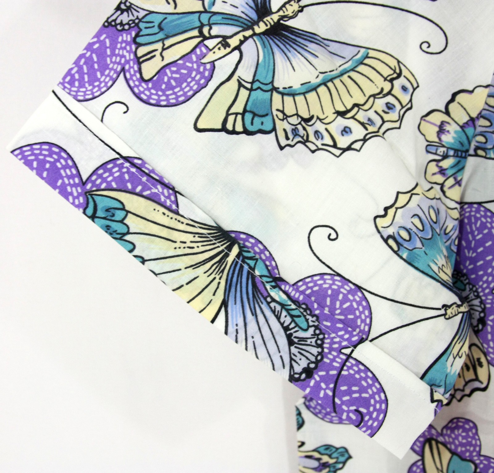 Vintage Blair Purple and White Butterfly Short Sleeve Shirt Blouse Top L Whimsy