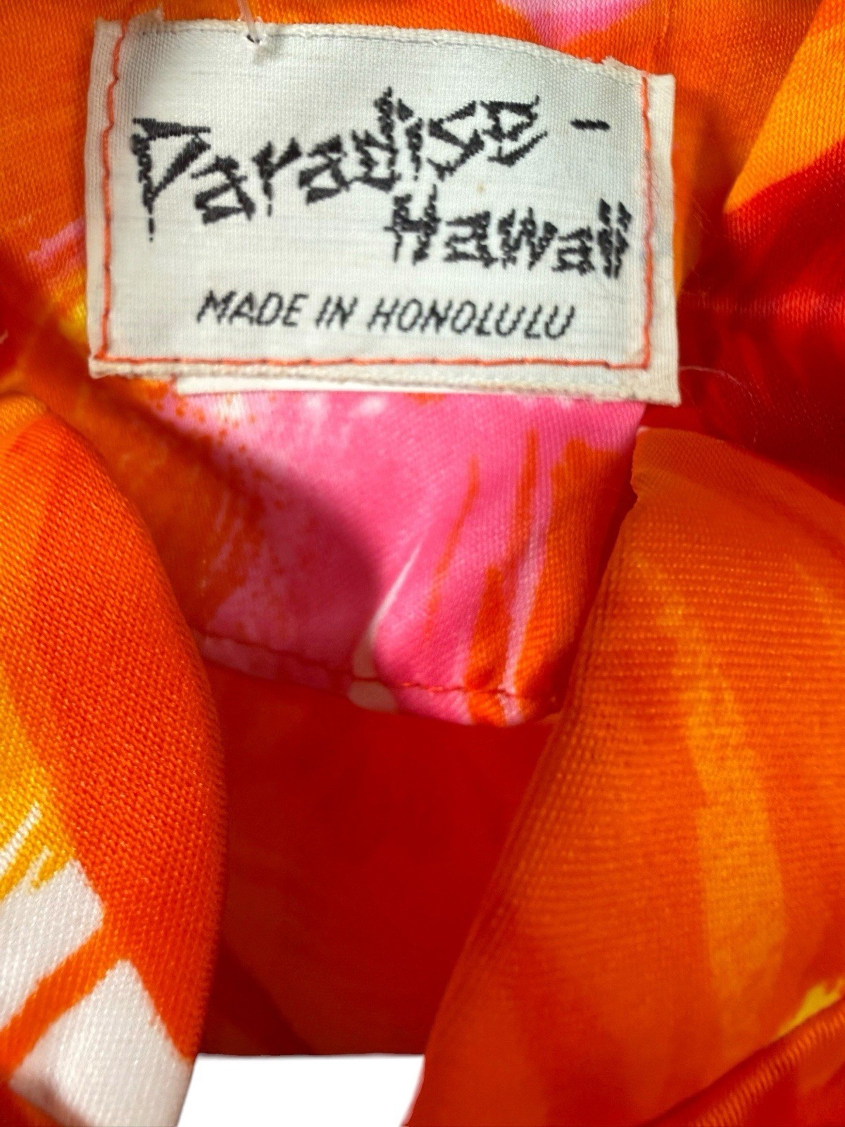 Vintage 60s Paradise Hawaii Tea Timer Mandarin Collar Blouse Frog Closure Flower