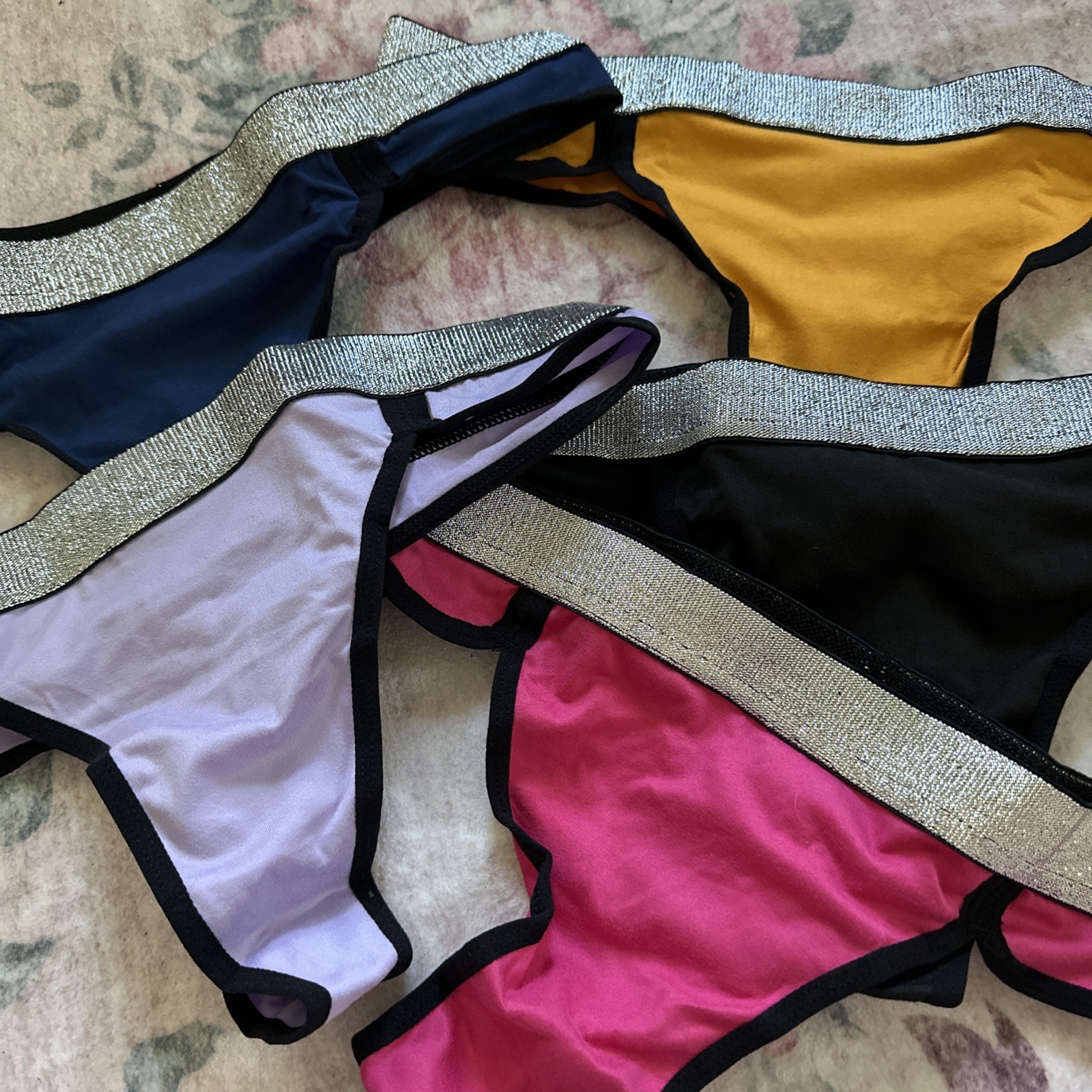 Vtg Panties Cutter Lot Of 5 Pairs Medium Mixed Variety Lot GH Sparkle Thong