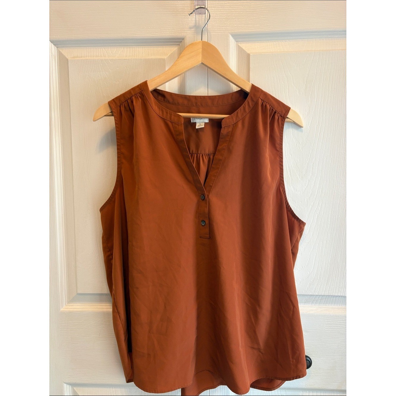 J. Crew Sleeveless V-Notch Henley Cami in Rust