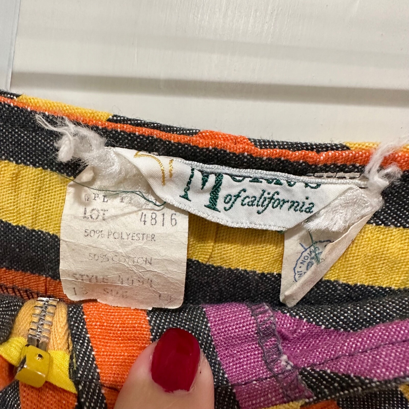 Murr’s Of California Union Made Striped A Line Mini Pencil Skirt Vintage Size 13