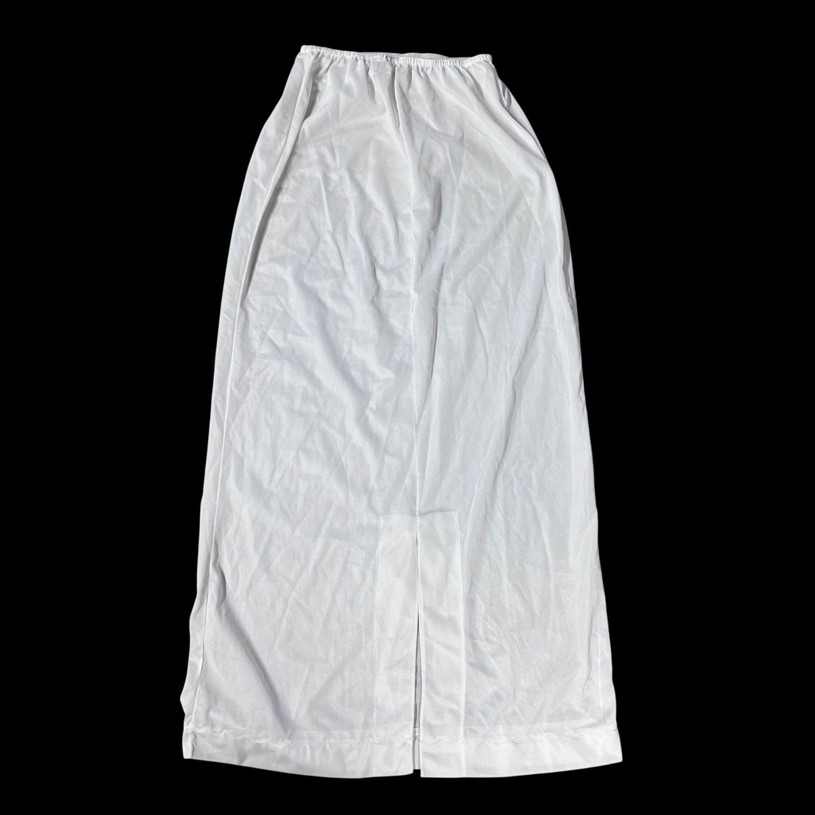 Vintage Long Dress Slip White Nylon Elastic Waist Movie Star USA Medium