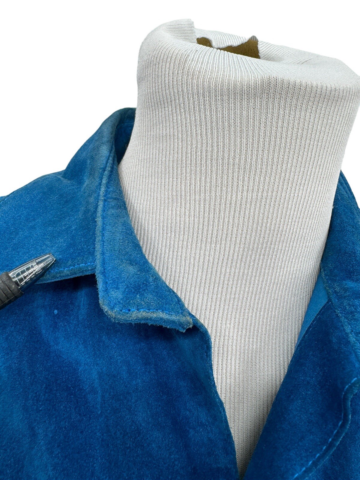Vintage PIA RUCCI Blue Suede Belted Long Sleeve Shirt Dress Womens Size 10