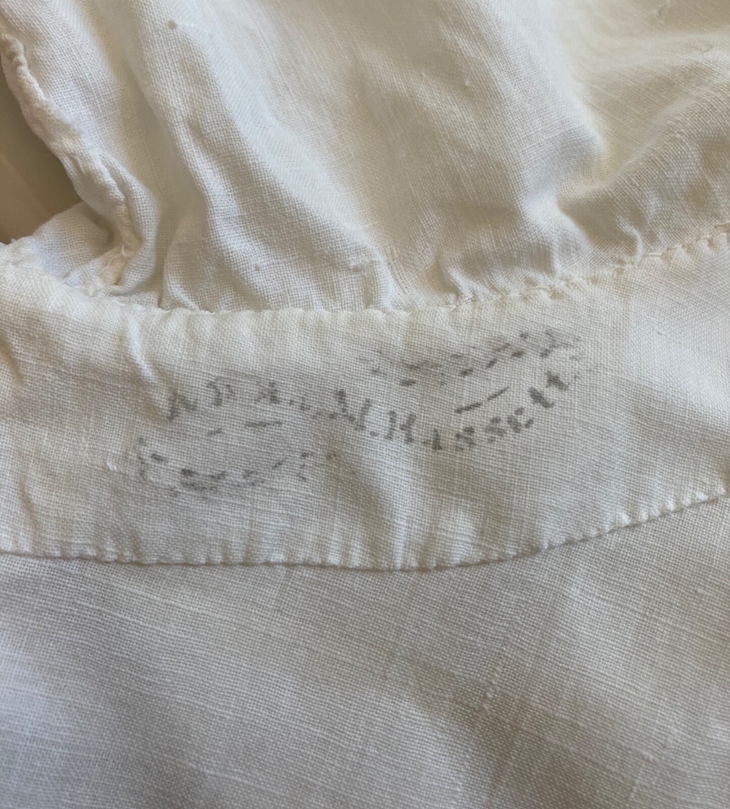 Antique Vintage Edwardian Victorian Heavy Cotton Long Nightgown 1880-1900s AS IS