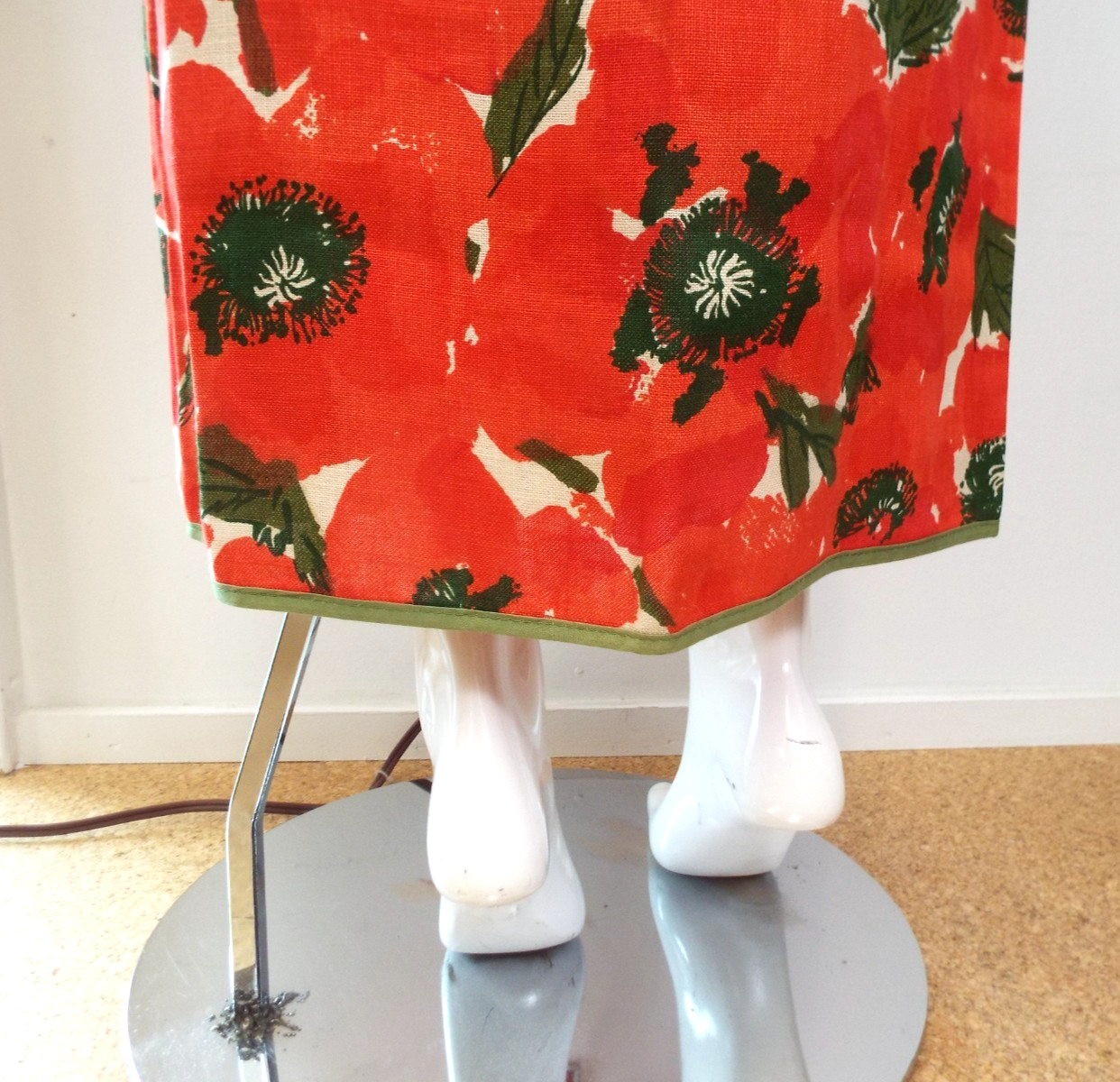 VTG Vera Neumann Cotten Linen Hostess Wrap Skirt PERFECT Poppy Red Green Floral